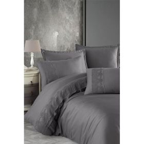 Clasy Butik Valinor Cift Kisilik Saten Nevresim Takimi V6 Gri