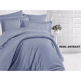 Clasy Çizgili Saten Çift Kişilik Nevresim Takımı