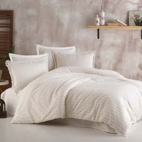 Clasy Estina V1 Ekru 200x220 cm Butik Çift Kişilik Nevresim Takımı