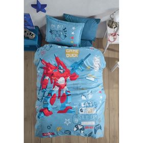 Clasy Game Over V1 Mavi Ranforce Tek Kişilik 160x220 cm Nevresim Takımı