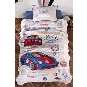 Clasy Garage Mavi Tek Kişilik Genç Yatak Örtüsü