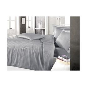 Clasy Gri Çizgili Saten Çift Kişilik 200 x 220 cm Nevresim Takımı