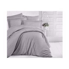 Clasy Gri Çizgili Saten Çift Kişilik 200 x 220 cm Nevresim Takımı