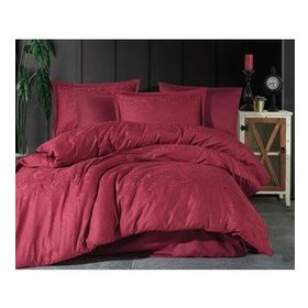 Clasy Hemera V2 Jakarlı Pamuk Saten Bordo Çift Kişilik Nevresim Takımı