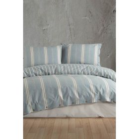 Clasy Kasara Mavi %100 Pamuk Tek Kişilik Native Butik Serisi Nevresim Takımı