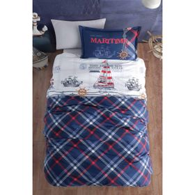 Clasy Maritime V1 Ranforce %100 Pamuk Tek Kişilik Lacivert Nevresim Takımı
