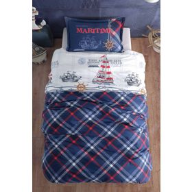 Clasy Maritime V1 Ranforce %100 Pamuk Tek Kişilik Lacivert Nevresim Takımı