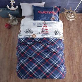 Clasy Maritime V1 Ranforce %100 Pamuk Tek Kişilik Lacivert Nevresim Takımı