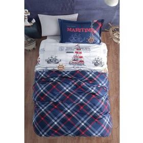 Clasy Maritime V1 Ranforce %100 Pamuk Tek Kişilik Lacivert Nevresim Takımı