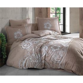 Clasy Pellini V1 Kahve 200x220 cm Saten Çift Kişilik Nevresim Takımı