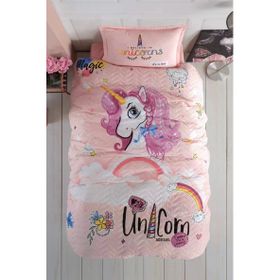 Clasy Pink Dreams V1 Pudra Ranforce Dört Mevsim Set Tek Kişilik Yatak Seti