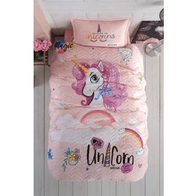 Clasy Pink Dreams V1 Pudra Ranforce Dört Mevsim Set Tek Kişilik Yatak Seti