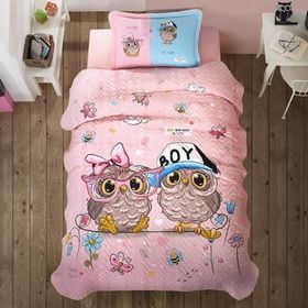 Clasy Puhu V1 Ranforce Pembe Tek Kişilik Yatak Örtüsü