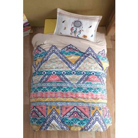 Clasy Ranforce 160x220 cm Boho Bej Tek Kişilik Nevresim Takımı