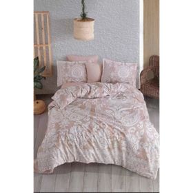Clasy Ranforce Çift Kişilik Ventana V1 Bej Nevresim Takımı