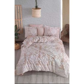 Clasy Ranforce Çift Kişilik Ventana V1 Bej Nevresim Takımı