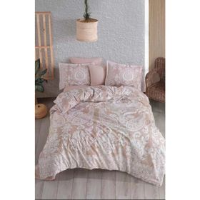 Clasy Ranforce Çift Kişilik Ventana V1 Bej Nevresim Takımı