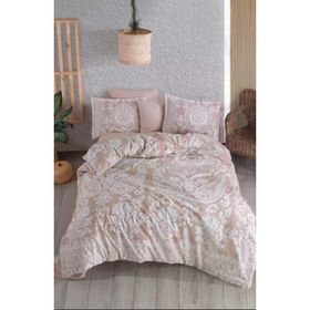 Clasy Ranforce Çift Kişilik Ventana V1 Bej Nevresim Takımı