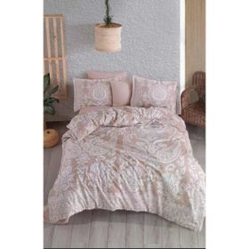 Clasy Ranforce Çift Kişilik Ventana V1 Bej Nevresim Takımı
