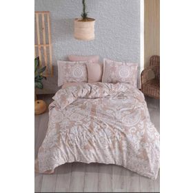 Clasy Ranforce Çift Kişilik Ventana V1 Bej Nevresim Takımı
