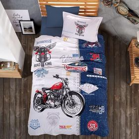 Clasy Road King Mavi Ranforce Tek Kişilik Nevresim Takımı