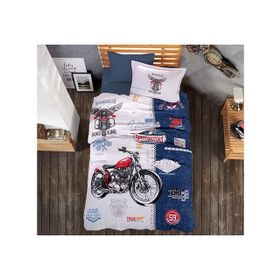 Clasy Road King Mavi Ranforce Tek Kişilik Nevresim Takımı