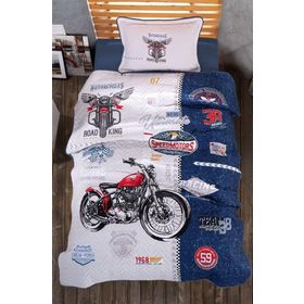 Clasy Road King Mavi Ranforce Tek Kişilik Yatak Örtüsü