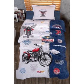 Clasy Road King Mavi Ranforce Tek Kişilik Yatak Örtüsü