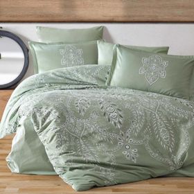 Clasy Rovi Yeşil Çift Kişilik Saten Nevresim Takımı