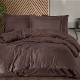 Clasy Royalisa V1 Jakarlı Pamuk Saten Kahve Çift Kişilik Nevresim Takımı