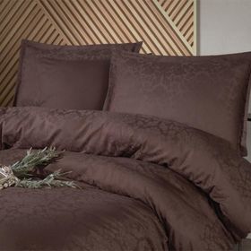 Clasy Royalisa V1 Jakarlı Pamuk Saten Kahve Çift Kişilik Nevresim Takımı