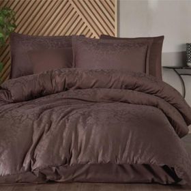 Clasy Royalisa V1 Jakarlı Pamuk Saten Kahve Çift Kişilik Nevresim Takımı