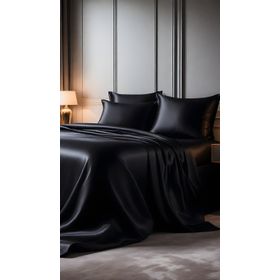 Clasy Siyah Çift Kişilik Saten Nevresim Takımı