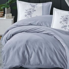 Clasy Suave V1 Çizgili Ranforce Mavi Çift Kişilik Nevresim Takımı