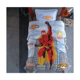 Clasy Superhero v1 Gri Tek Kişilik Yatak Örtüsü Seti