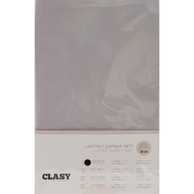 Clasy V2 Lastikli Gri Tek Kişilik Çarşaf Seti