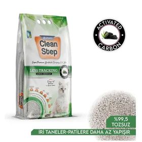 Clean Step Less Tracking Aktif Karbonlu 10 lt Topaklanan Kalın Taneli Bentonit Kedi Kumu