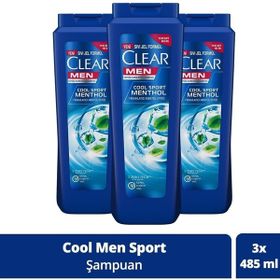 Clear 3x485 ml Men Kepeğe Karşı Etkili Ferahlatıcı Mentol Etkili Şampuan
