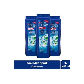 Clear 3x485 ml Men Kepeğe Karşı Etkili Ferahlatıcı Mentol Etkili Şampuan