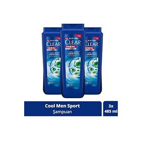 Clear 3x485 ml Men Kepeğe Karşı Etkili Ferahlatıcı Mentol Etkili Şampuan