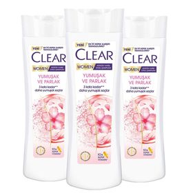 Clear Besleyici Yumuşak Ve Parlak Saçlar İçin 3x350 ml Kepeğe Karşı Etkili Şampuan