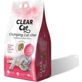 Clear Cat 10 lt Bebek Pudrası Kokulu Doğal Bentonit Kedi Kumu
