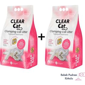 Clear Cat 2x10 lt Bebek Pudrası Kokulu Kedi Kumu