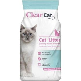 Clear Cat Bebek Pudrası Kokulu 10 kg İnce Taneli Bentonit Kedi Kumu