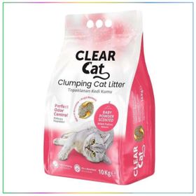 Clear Cat Bebek Pudrası Kokulu 10 kg İnce Taneli Bentonit Topaklaşan Kedi Kumu
