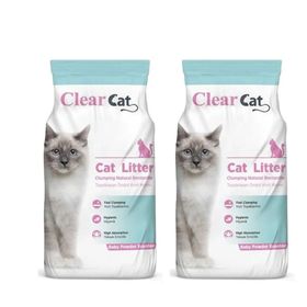 Clear Cat Bebek Pudrası Kokulu 10x2 kg İnce Taneli Bentonit Kedi Kumu