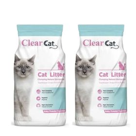 Clear Cat Bebek Pudrası Kokulu 2x10 lt İnce Taneli Bentonit Topaklaşan Kedi Kumu