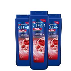 Clear Kepeğe Karşı Etkili Hızlı Stil 2'si 1 Arada 3x485 ml Şampuan