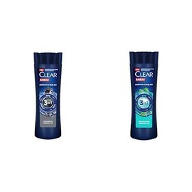Clear Men 3 in 1 Arındırıcı Kömür ve Clear Men 3 in 1 Ferahlatıcı Mentol Etkisi Saç Yüz Vücut İçin 350 ml Şampuan & Duş Jeli