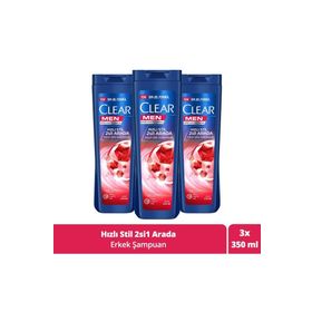 Clear Men 3x350 ml Hızlı Stil İkisi Bir Arada Kepeğe Karşı Etkili Şampuan
